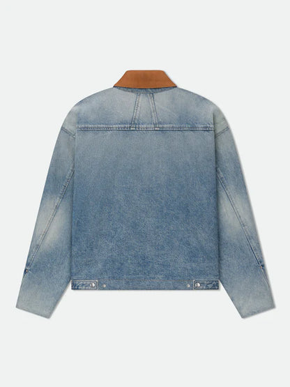 RHUDE DENIM LOGO CORD COLLAR WORK JACKET