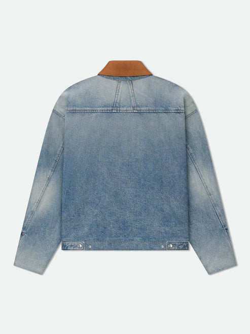RHUDE DENIM LOGO CORD COLLAR WORK JACKET