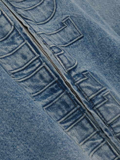 RHUDE DENIM LOGO CORD COLLAR WORK JACKET