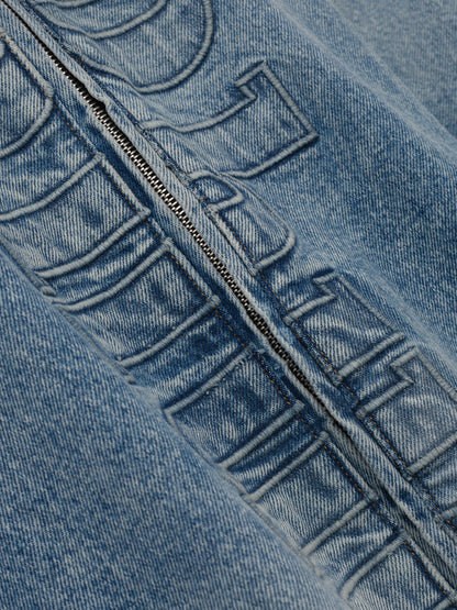 RHUDE DENIM LOGO CORD COLLAR WORK JACKET