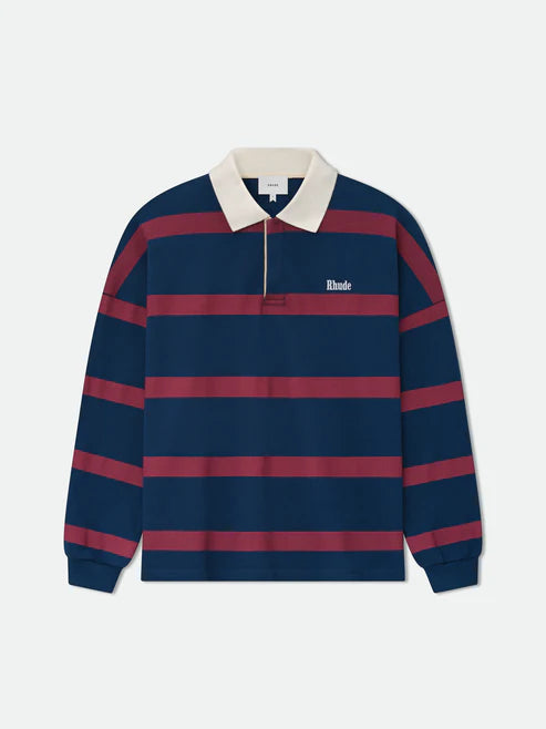 STRIPED LS PIQUE POLO