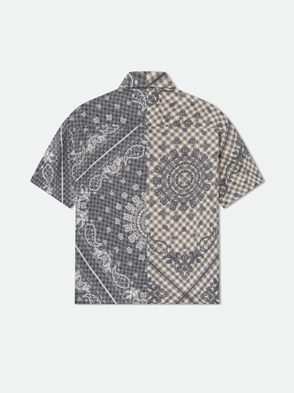 SPLIT GINGHAM BANDANA BUTTON UP SHIRT