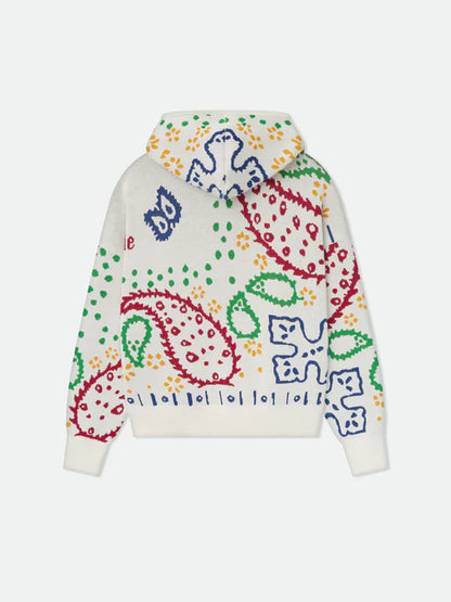 RHUDE MULTI BANDANA KNIT ZIP UP HOODIE