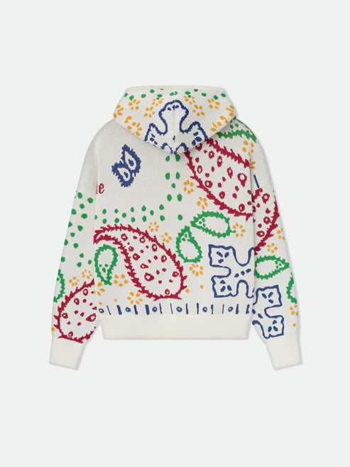 RHUDE MULTI BANDANA KNIT ZIP UP HOODIE