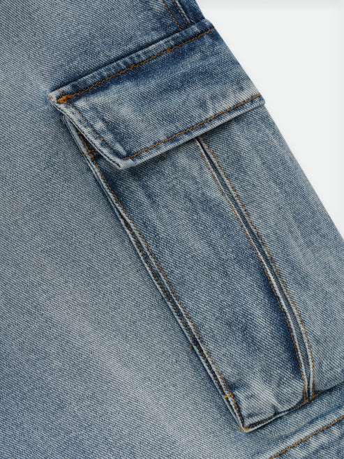 RHUDE CARGO DENIM BAGGY SHORT